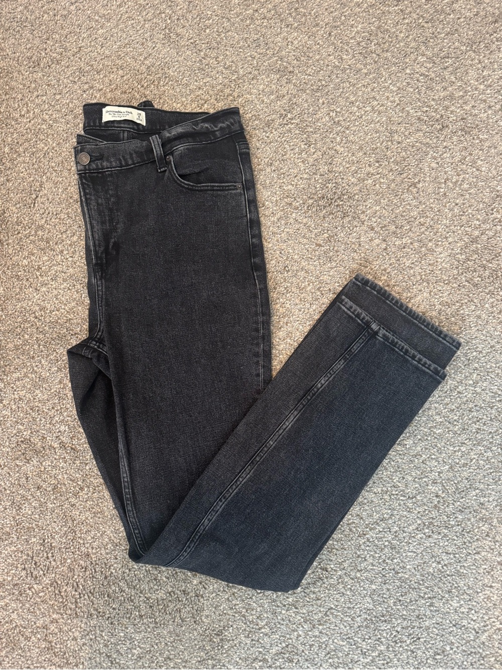 Abercrombie & Fitch Slim Straight Leg Ultra High Rise Black Jeans